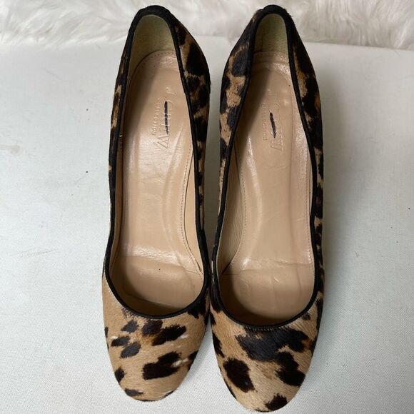 JCrew collection leopard print calf hair heels SZ8 - Picture 2 of 12